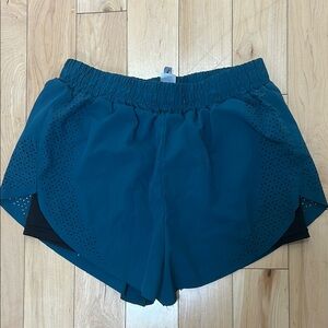 Blue Athletic Shorts with Elastic Waistband